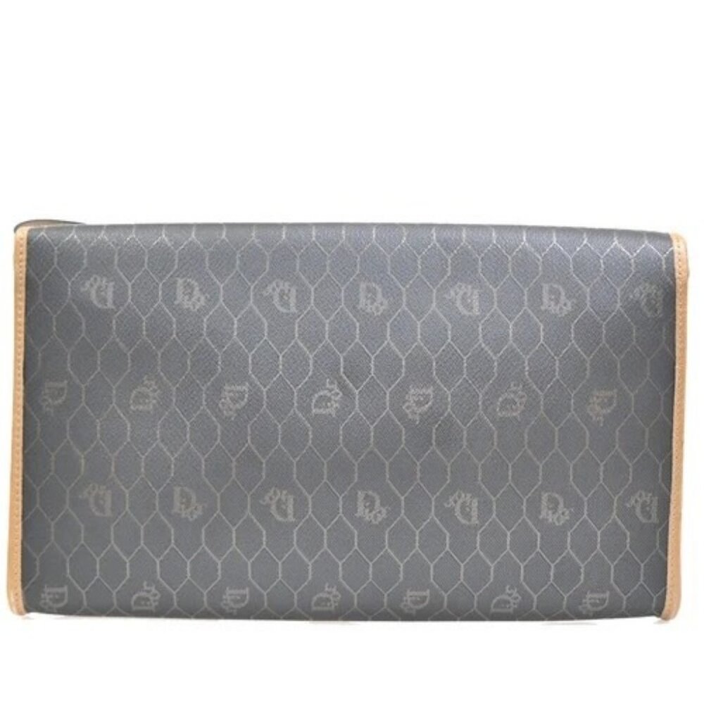 CHRISTIAN DIOR Honeycomb Chain Shoulder Bag PVC Leather Brown Gray GHW 39EG208 - Picture 3 of 14